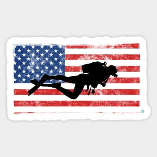 SCUBA DIVING: US Flag Scuba Diving Sticker